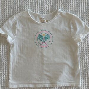 Lilly Pulitzer Kids White Tee with Tennis Graphic